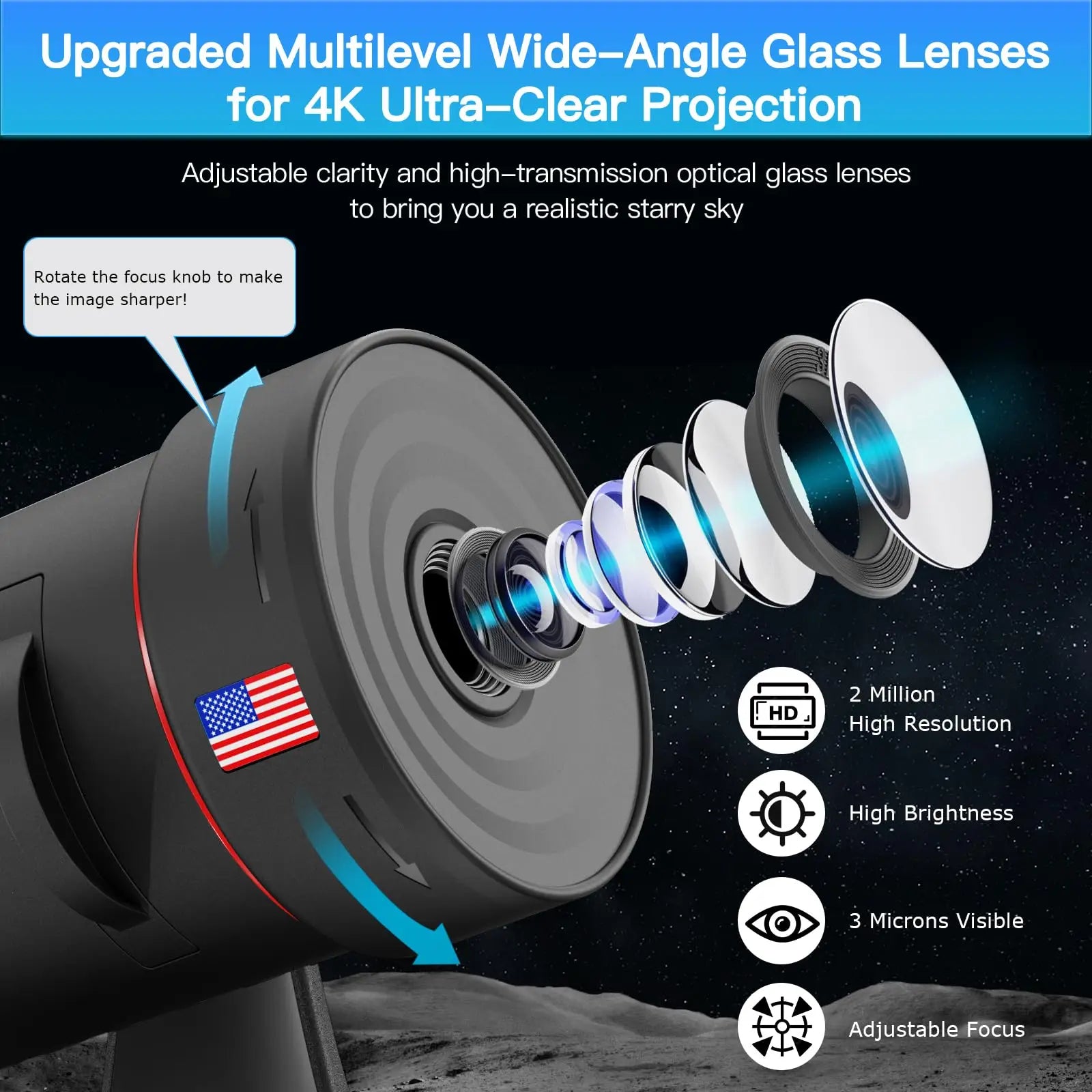 2025 Upgraded Projector, HD Brighter Wider Projection Planetarium Star Projector
