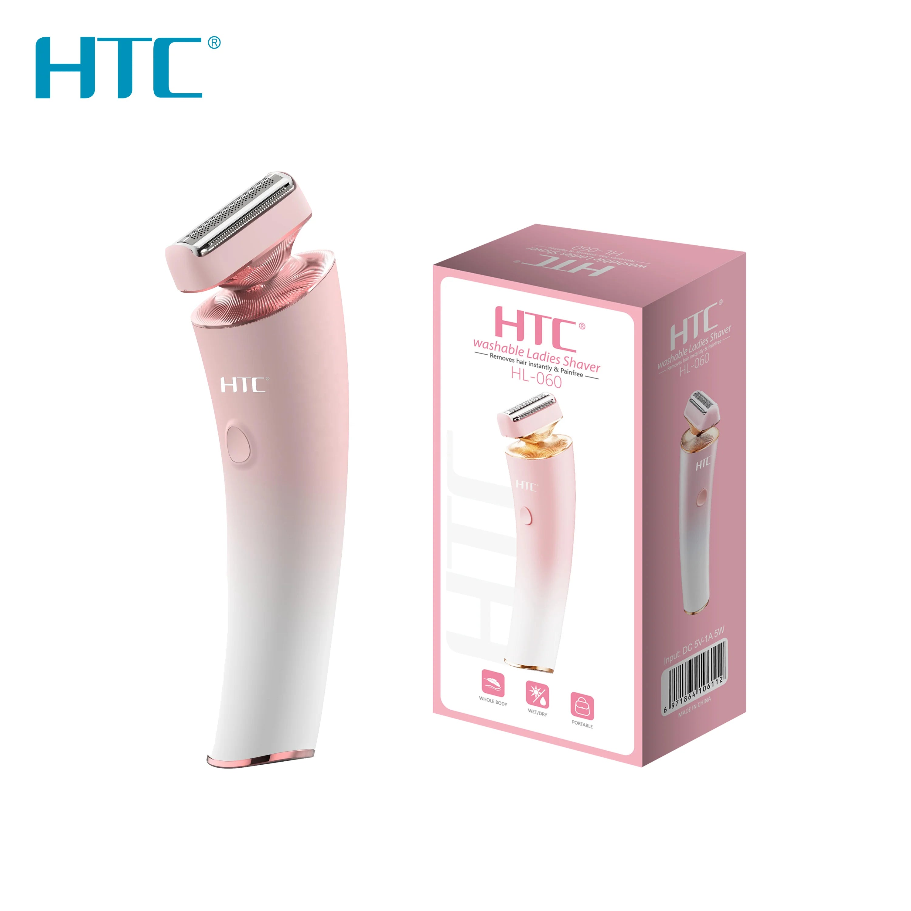 HTC HL-060 Waterproof Lady's Foil Shaver Women Body Hair Removal for Legs and Underarms Woman Hair Trimmer Eyebrow EarNose Razor