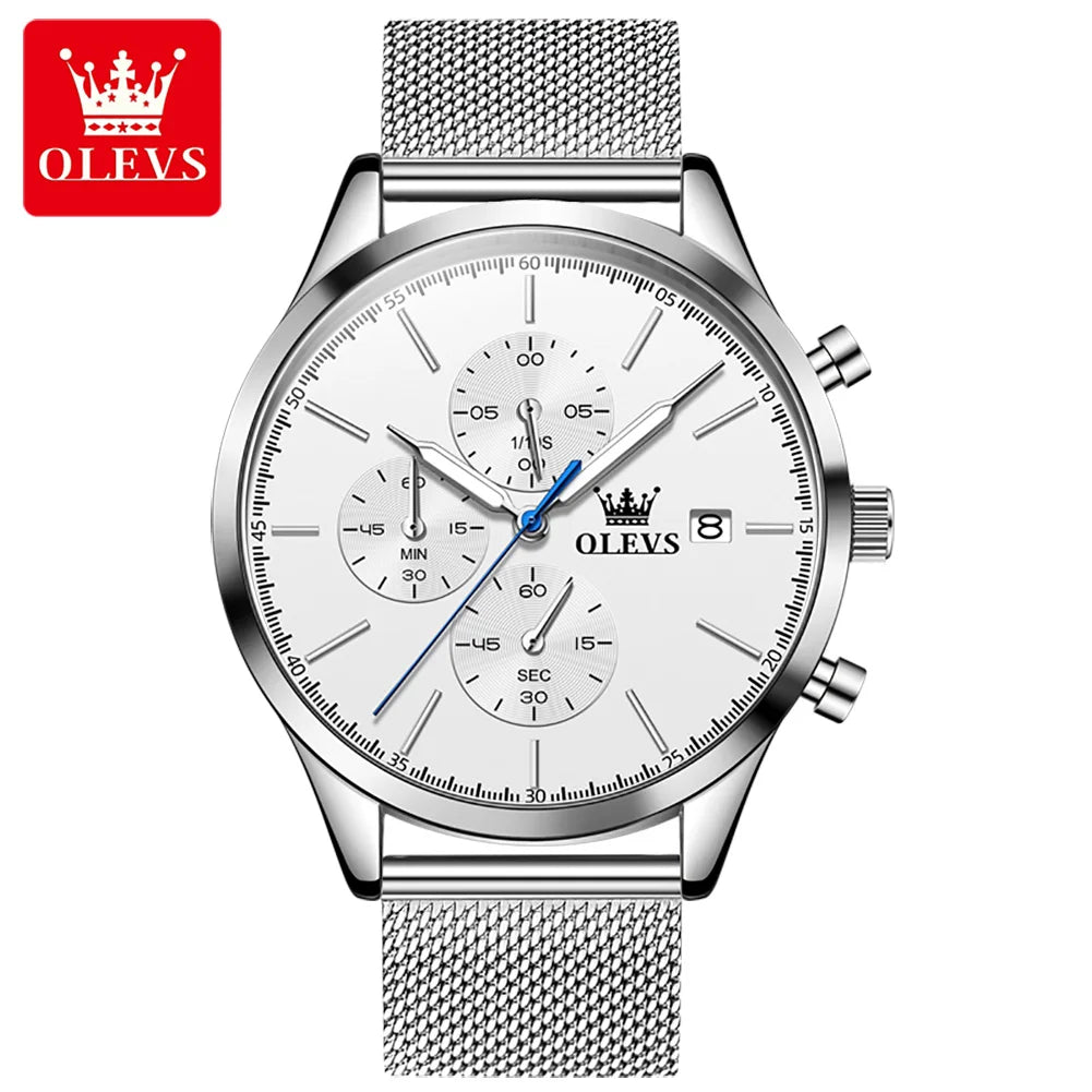 OLEVS 2881 Custom Branding Logo Men Watch OEM Private Label Watch Stainless Steel Mesh Men Arabic Numerals Watch