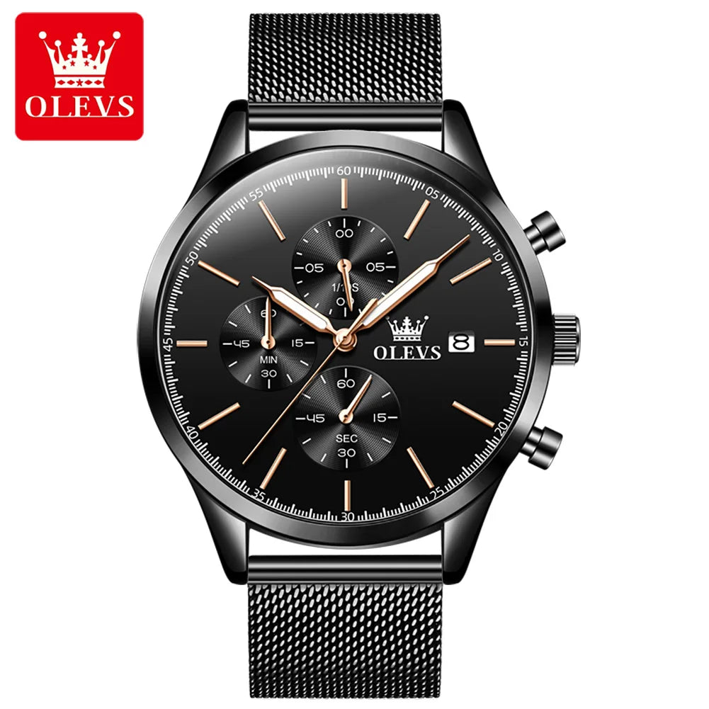 OLEVS 2881 Custom Branding Logo Men Watch OEM Private Label Watch Stainless Steel Mesh Men Arabic Numerals Watch