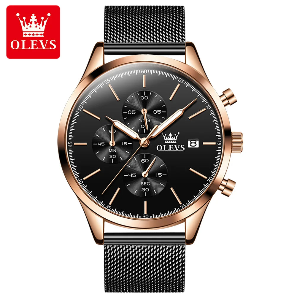 OLEVS 2881 Custom Branding Logo Men Watch OEM Private Label Watch Stainless Steel Mesh Men Arabic Numerals Watch