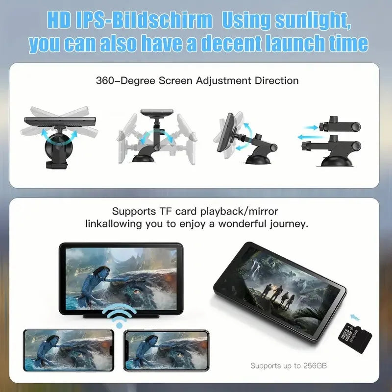 Universal 7-inch car monitor 2.5D touch screen wireless Carplay Android auto mirror Bluetooth music can be plugged into TF