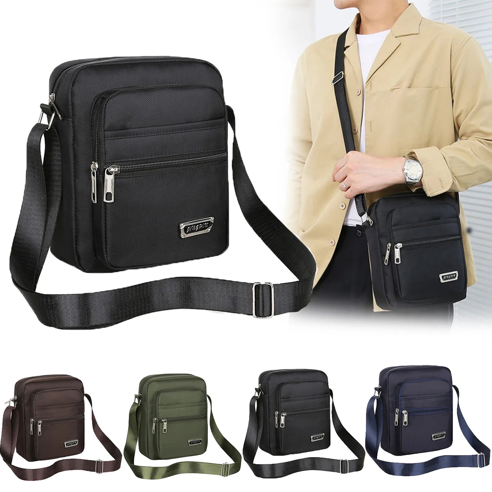 Waterproof Men Crossbody Bags Male Nylon Shoulder Bags Boy Messenger Bag Man Handbags For Travel Casual Large Satchel Grey Bags