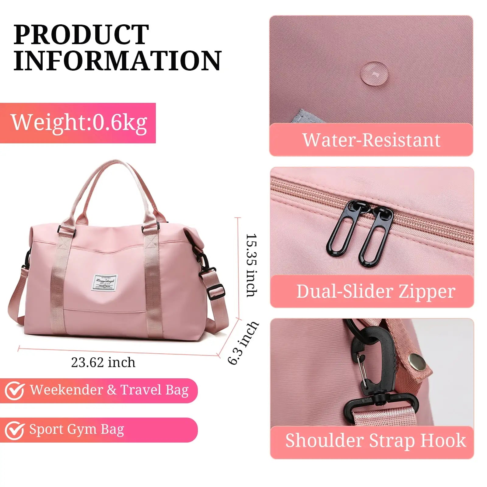 Travel Duffel Bags - Foldable Gym Bag, Weekender Bag with Wet Bag, Delivery Room Hospital Bag, Flight Travel Essentials