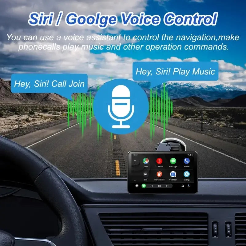 Universal 7-inch car monitor 2.5D touch screen wireless Carplay Android auto mirror Bluetooth music can be plugged into TF