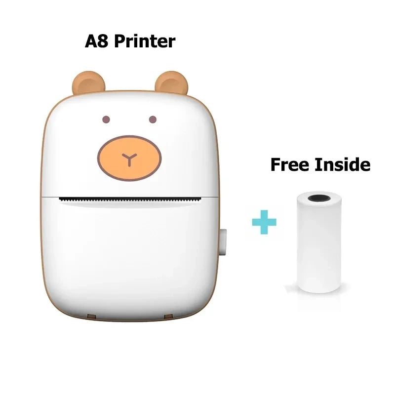 HD Mini Label Printer Thermal Portable A8 Printers Sticker Transparent Paper 57mm Inkless Wireless 203dpi Android IOS Phone