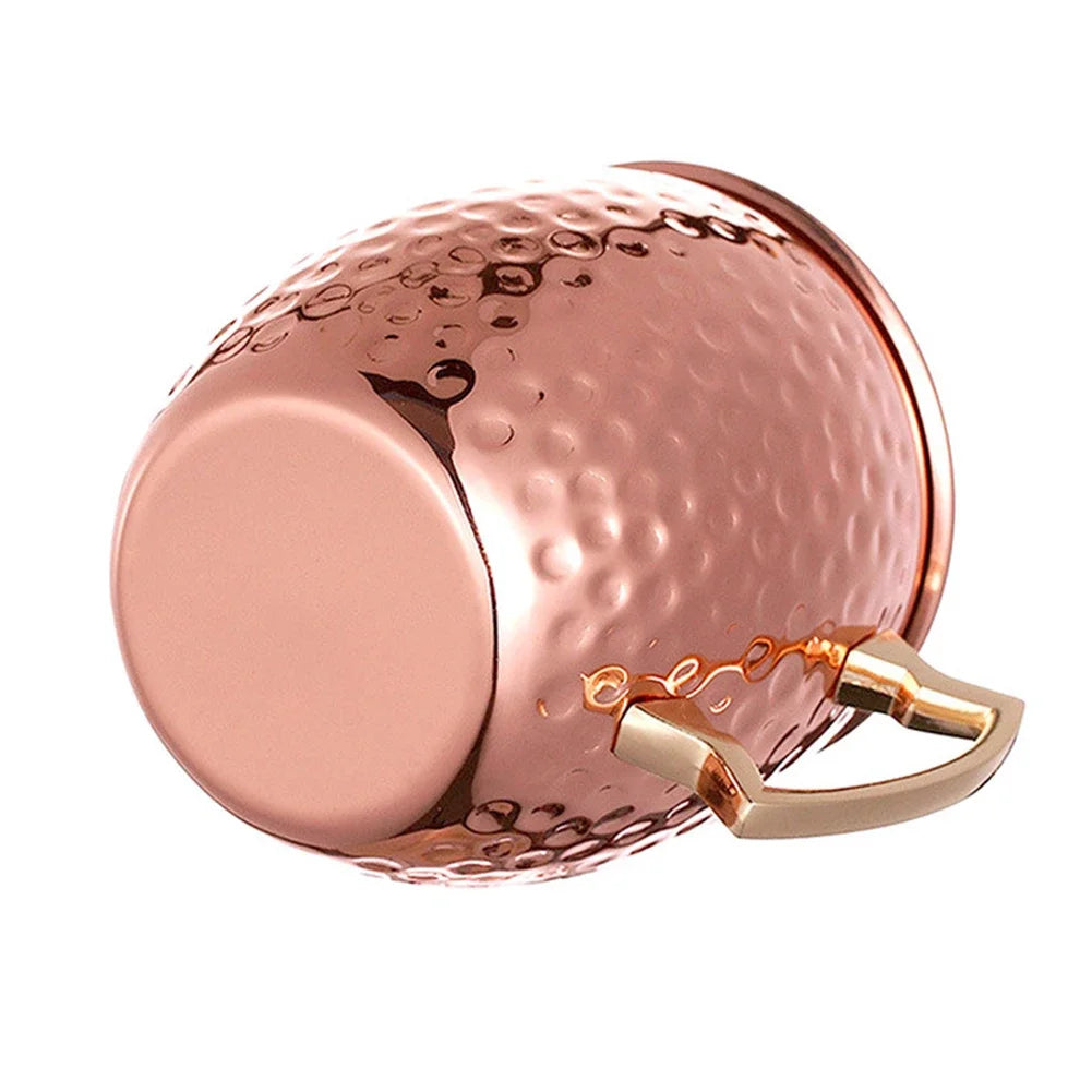 1-8PCS 500ML Moscow Mule Copper Mugs Metal Mug Cup Stainless Steel Hammered Copper Plated Beer Coffee Cup Bar Cocktail Wine Cups
