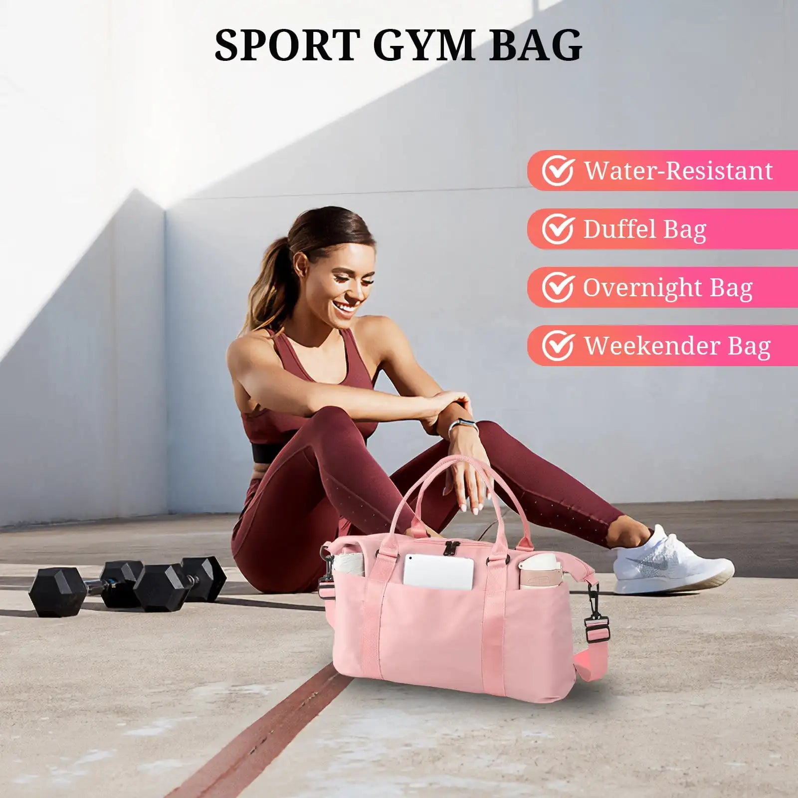 Travel Duffel Bags - Foldable Gym Bag, Weekender Bag with Wet Bag, Delivery Room Hospital Bag, Flight Travel Essentials