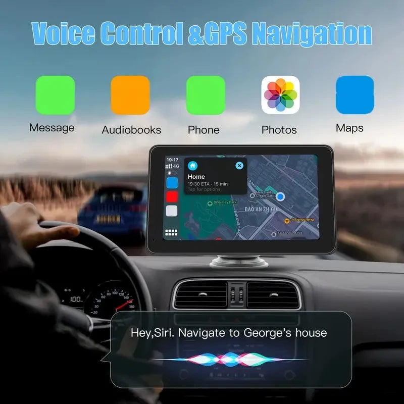 Universal 7-inch car monitor 2.5D touch screen wireless Carplay Android auto mirror Bluetooth music can be plugged into TF